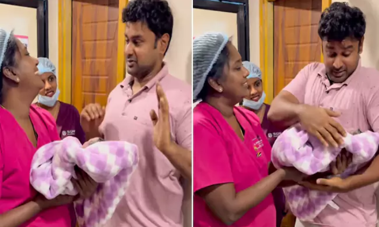 తండ్రి ప్రేమకు నిదర్శనం: పసికందును చూసి ఉద్వేగానికి గురైన తండ్రి