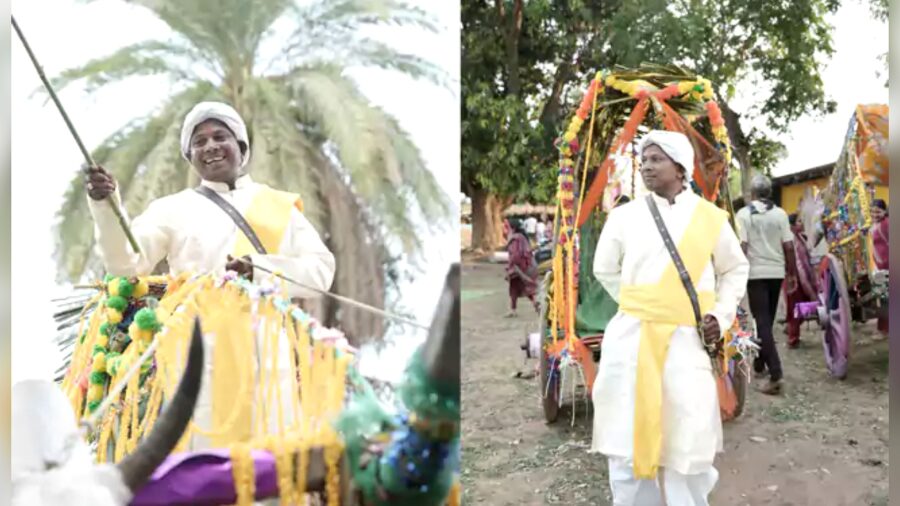 ప్రధాని పిలుపుకు స్పందన: ఎడ్లబండిపై పెళ్లి ఊరేగింపు నిర్వహించిన కానిస్టేబుల్